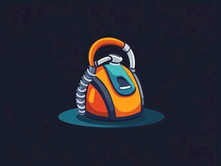 可爱卡通吸尘器插画