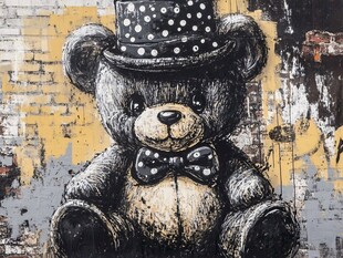 戴礼帽小熊的街头涂鸦
