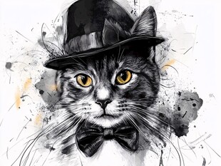 戴礼帽领结的优雅猫咪