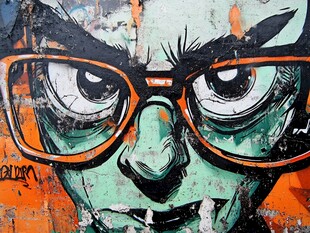 愤怒眼镜涂鸦头像