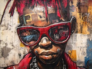 涂鸦风戴红墨镜的个性人物