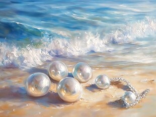 海滩上的珍珠与项链