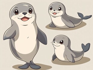 可爱海豹的多姿态形象