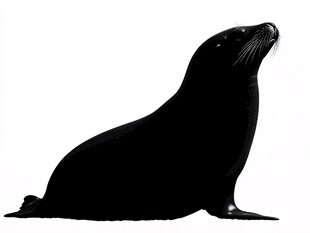 黑色海豹侧面剪影