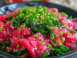 美味生拌金枪鱼蔬菜料理