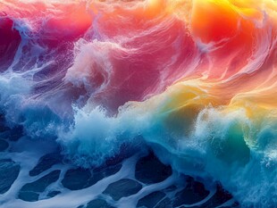 梦幻绚丽彩色海浪奇观