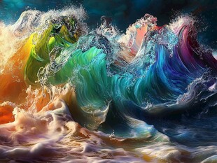 梦幻多彩海浪艺术画面