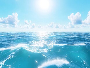 阳光下的蔚蓝海洋景观