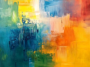 多彩抽象艺术油画作品