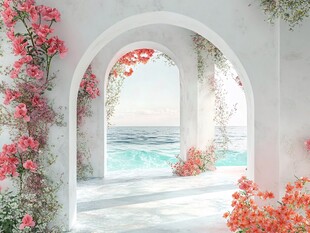 梦幻拱门旁的浪漫海景
