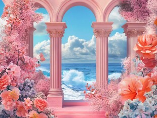 梦幻拱门花海海景风光