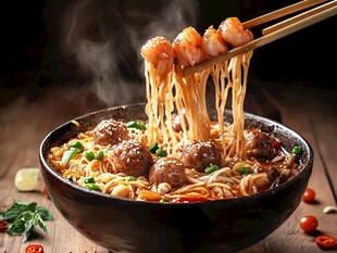 鲜虾肉丸面 美味诱人