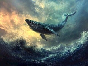 鲸跃云海间 梦幻海洋景象