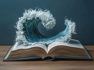 书本上的创意海浪造型
