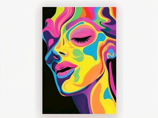 色彩斑斓抽象女性头像画