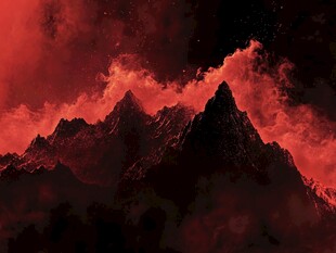 赤红幻景下的巍峨山脉