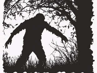 树下的恐怖僵尸剪影