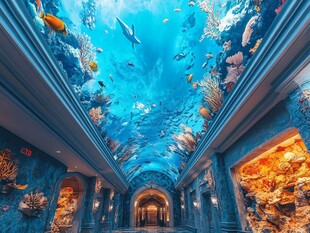 梦幻海底主题的华丽走廊
