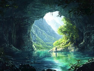 洞穴外的山水秘境