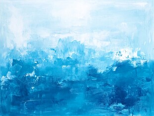 蓝调抽象油画艺术风景