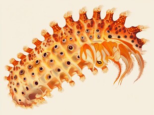 橙色斑点海生蠕虫特写