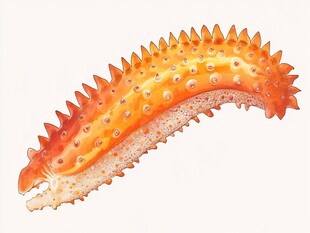 橙色带刺海参特写