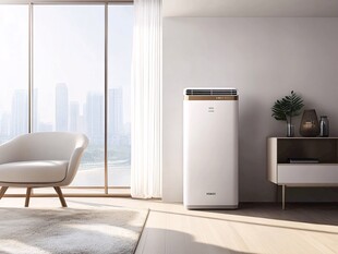 现代客厅中的立式空调