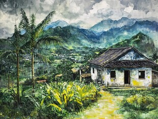 乡村美景 山野间的老旧小屋