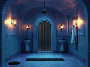 复古神秘风格的地下浴室