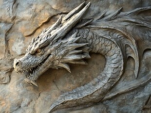 石雕龙头 尽显威严霸气