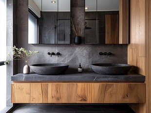 现代简约风双盆浴室设计