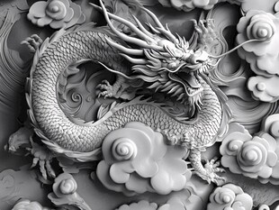 中式浮雕龙 传统艺术杰作