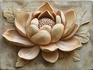 木雕莲花装饰艺术作品