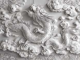 中式浮雕龙纹精美艺术图