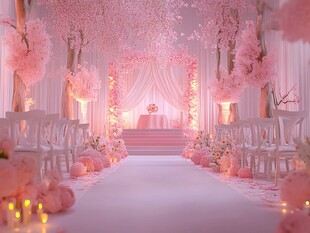 梦幻粉色系浪漫婚礼场景