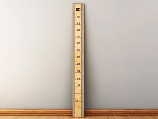 靠墙而立的木质测量尺