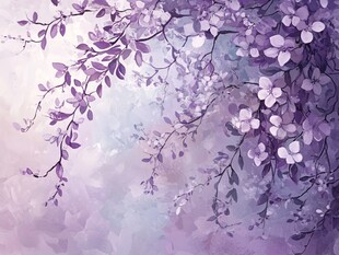 梦幻紫花垂枝唯美画面