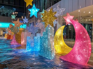 梦幻星星月亮灯光装饰