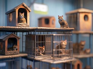 猫咪在各式窝笼中的可爱模样