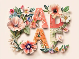 花卉装饰的字母艺术图案