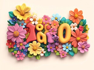 缤纷花朵环绕的180数字