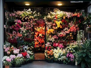 缤纷多彩的花卉店铺
