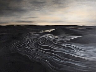 沙漠暮色下的蜿蜒沙纹