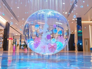 梦幻透明球装饰商场空间