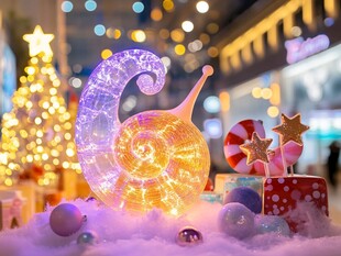 梦幻蜗牛圣诞装饰景观