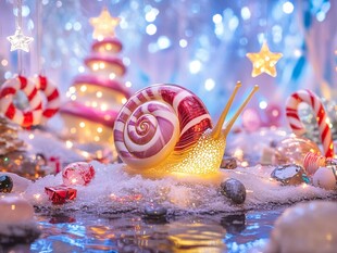 圣诞梦幻蜗牛装饰场景