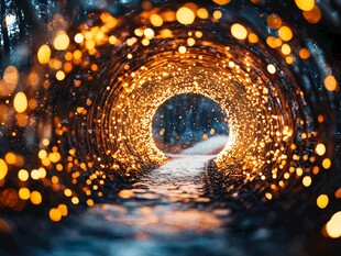 梦幻灯光隧道夜景之美