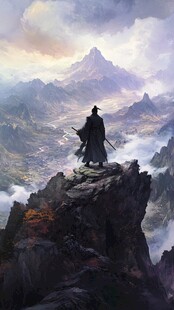 孤影仗剑立山巅