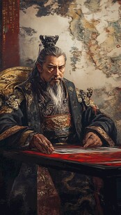 帝王伏案阅书图