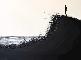 一人立浪尖 孤独又震撼